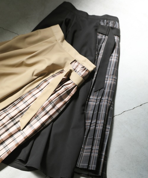 select MOCA（セレクトモカ）の「チェックプリーツ切替スカート（スカート・レディース・ブラック/ベージュ・FREE）」の16枚目の写真