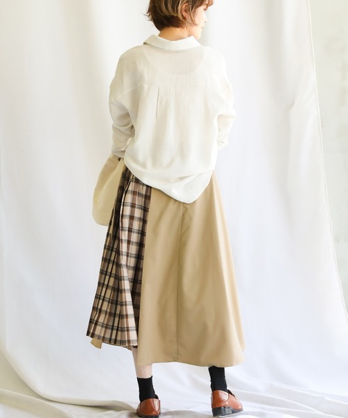 select MOCA（セレクトモカ）の「チェックプリーツ切替スカート（スカート・レディース・ブラック/ベージュ・FREE）」の11枚目の写真