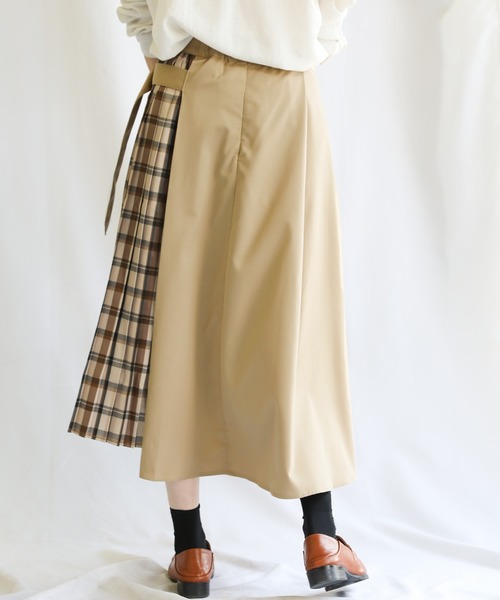 select MOCA（セレクトモカ）の「チェックプリーツ切替スカート（スカート・レディース・ブラック/ベージュ・FREE）」の10枚目の写真