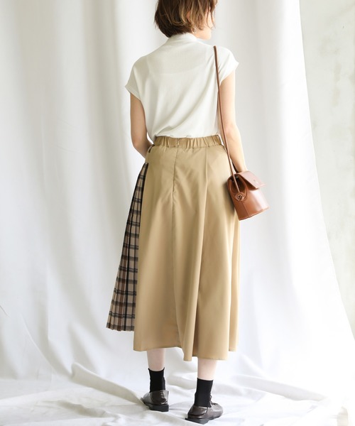 select MOCA（セレクトモカ）の「チェックプリーツ切替スカート（スカート・レディース・ブラック/ベージュ・FREE）」の7枚目の写真