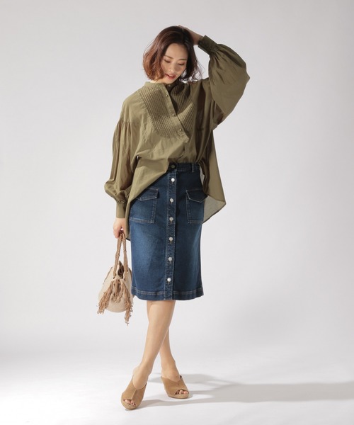 BAYFLOW（ベイフロー）の「VINTAGＥ風シャツ（シャツ/ブラウス・レディース・ブラック/カーキ・FREE）」の5枚目の写真