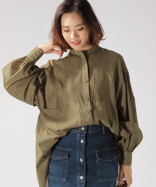 BAYFLOW（ベイフロー）の「VINTAGＥ風シャツ（シャツ/ブラウス・レディース・ブラック/カーキ・FREE）」の6枚目の写真
