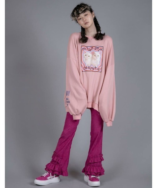 Candy Stripper（キャンディストリッパー）の「SULLEN TWIN CATS BIG スウェット（スウェット・レディース・オフホワイト/ピンク/ヘザーグレー・2）」の8枚目の写真