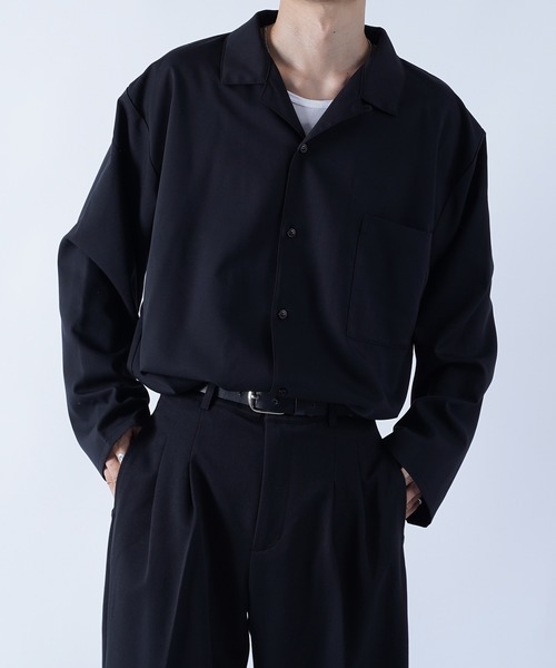 kutir（クティール）の「袖ボタンレスオープンカラーシャツ（シャツ/ブラウス・メンズ・ブラック/オフホワイト/グレイッシュベージュ・MEDIUM/LARGE）」の12枚目の写真