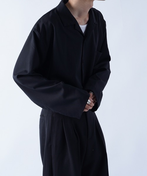 kutir（クティール）の「袖ボタンレスオープンカラーシャツ（シャツ/ブラウス・メンズ・ブラック/オフホワイト/グレイッシュベージュ・MEDIUM/LARGE）」の14枚目の写真