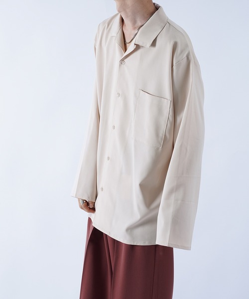 kutir（クティール）の「袖ボタンレスオープンカラーシャツ（シャツ/ブラウス・メンズ・ブラック/オフホワイト/グレイッシュベージュ・MEDIUM/LARGE）」の5枚目の写真