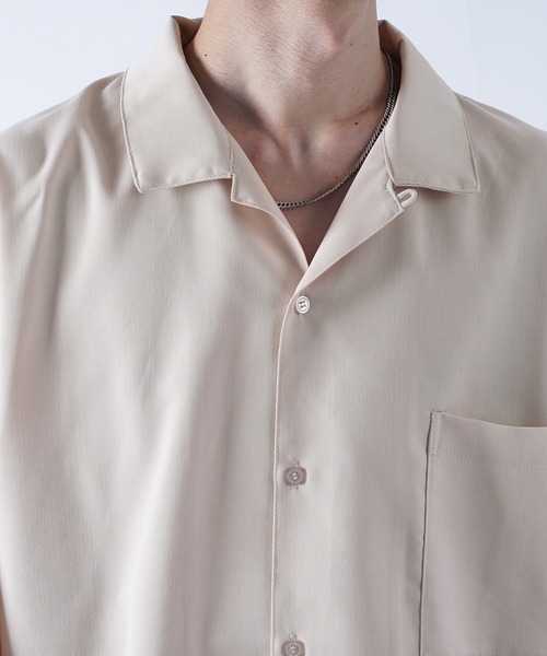kutir（クティール）の「袖ボタンレスオープンカラーシャツ（シャツ/ブラウス・メンズ・ブラック/オフホワイト/グレイッシュベージュ・MEDIUM/LARGE）」の7枚目の写真