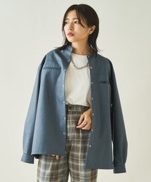 Kastane | フェイクレザーシャツジャケット(ノーカラージャケット)