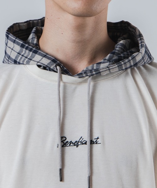 WEGO（ウィゴー）の「WEGO/レイヤードチェックビッグシルエットTシャツ（Tシャツ/カットソー・メンズ・ホワイト/ベージュ/ベージュ系その他・MEDIUM/LARGE）」の17枚目の写真