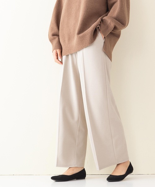 INNOCENT BLUE（イノセントブルー）の「【INNOCENT BLUE/イノセントブルー】フェイクウールセンタープレスパンツ　ワイドパンツ　ストレッチ素材（その他パンツ・レディース・ライトグレー/ブラック/ライトブラウン/ライトベージュ・MEDIUM）」の2枚目の写真