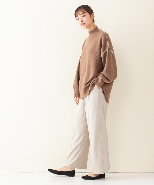 INNOCENT BLUE（イノセントブルー）の「【INNOCENT BLUE/イノセントブルー】フェイクウールセンタープレスパンツ　ワイドパンツ　ストレッチ素材（その他パンツ・レディース・ライトグレー/ブラック/ライトブラウン/ライトベージュ・MEDIUM）」の16枚目の写真