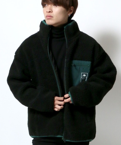 Kappa（カッパ）の「Kappa（カッパ）スタンドカラー シープボアフリースジャケットブルソン メンズ レディース（ブルゾン・メンズ・ベージュ/オフホワイト/ブラック/グリーン/アイボリー/モカ/ブラック系その他/ホワイト系その他/ブラック系その他2/ブラック系その他3/ベージュ系その他/チャコールグレー/ブラック系その他4・S/M/L/XL）」の5枚目の写真