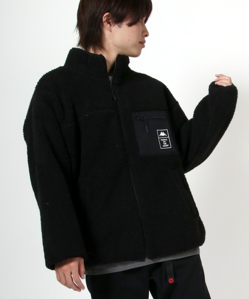 Kappa（カッパ）の「Kappa（カッパ）スタンドカラー シープボアフリースジャケットブルソン メンズ レディース（ブルゾン・メンズ・ベージュ/オフホワイト/ブラック/グリーン/アイボリー/モカ/ブラック系その他/ホワイト系その他/ブラック系その他2/ブラック系その他3/ベージュ系その他/チャコールグレー/ブラック系その他4・S/M/L/XL）」の8枚目の写真