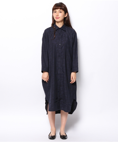 BEAMS BOY（ビームスボーイ）の「BEAMS BOY / ペイズリー スリットシャツワンピース②（シャツワンピース・レディース・チャコールグレー/ネイビー・ONE SIZE）」の5枚目の写真
