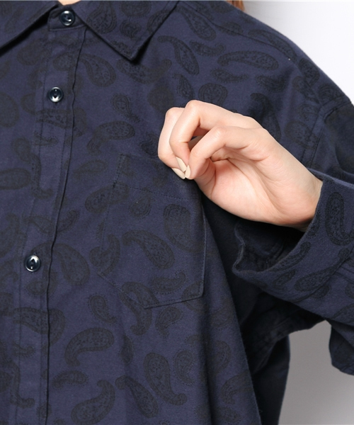 BEAMS BOY（ビームスボーイ）の「BEAMS BOY / ペイズリー スリットシャツワンピース②（シャツワンピース・レディース・チャコールグレー/ネイビー・ONE SIZE）」の11枚目の写真