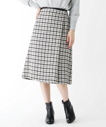 SOUP（スープ）の「◆【大きいサイズあり・15号】ウール混ラップ千鳥スカート（スカート）」