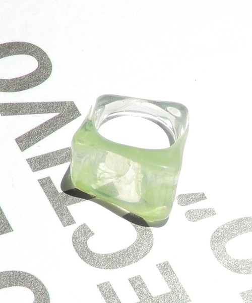 minia（ミニア）の「歪みスクエアフォルムのマーブルリング　◇（リング・レディース・クリア/パープル/ブラウン/グリーン・FREE）」の9枚目の写真