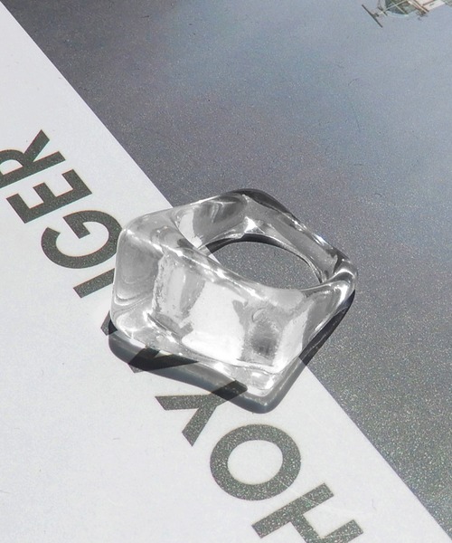 minia（ミニア）の「歪みスクエアフォルムのマーブルリング　◇（リング・レディース・クリア/パープル/ブラウン/グリーン・FREE）」の11枚目の写真