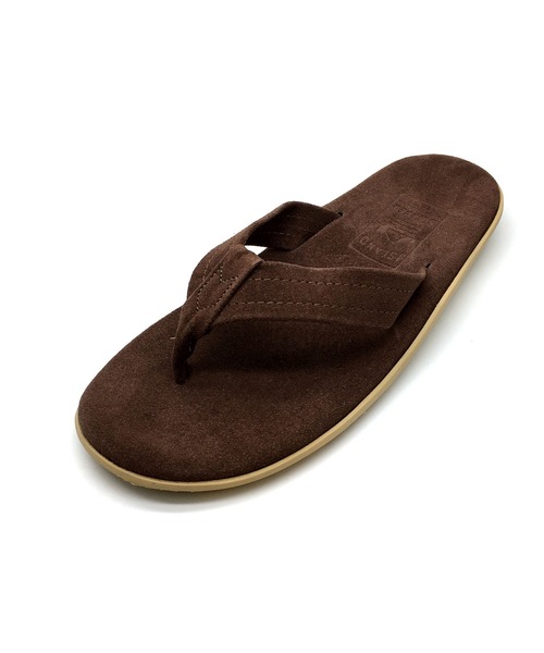 ISLAND SLIPPER(アイランドスリッパ)の「ISLAND SLIPPER / PT203 SUEDE CHOCOLATE/EMBOSS LOGO/レザーサンダル(サンダル・メンズ・ダークブラウン・8/10/9/7)」の1枚目の写真
