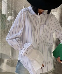 レイヤードカフスピンストライプオーバーシャツ