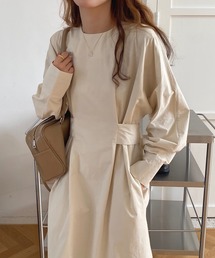 ANOTHER S | サイドスリットコットン混ワンピース　ウエストマーク(ワンピース)