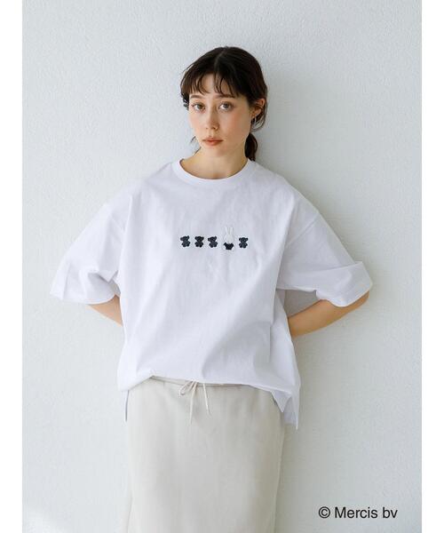 koe（コエ）の「miffy&teddy tshirts*（Tシャツ/カットソー・レディース・ホワイト/チャコールグレー・MEDIUM/LARGE）」の5枚目の写真