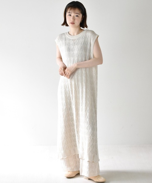 RETRO GIRL（レトロガール）の「スカシ編みパンツ（その他パンツ・レディース・ライトベージュ/オフホワイト/ブラック・FREE）」の7枚目の写真