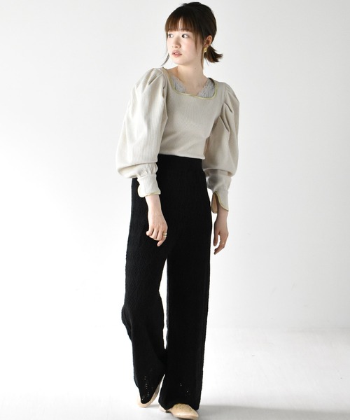 RETRO GIRL（レトロガール）の「スカシ編みパンツ（その他パンツ・レディース・ライトベージュ/オフホワイト/ブラック・FREE）」の9枚目の写真