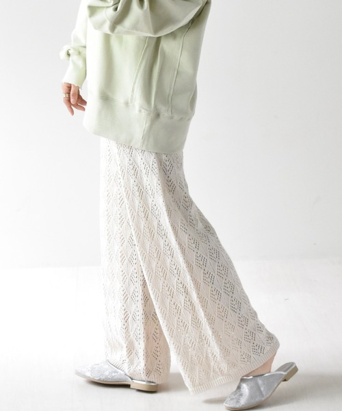 RETRO GIRL（レトロガール）の「スカシ編みパンツ（その他パンツ・レディース・ライトベージュ/オフホワイト/ブラック・FREE）」の12枚目の写真