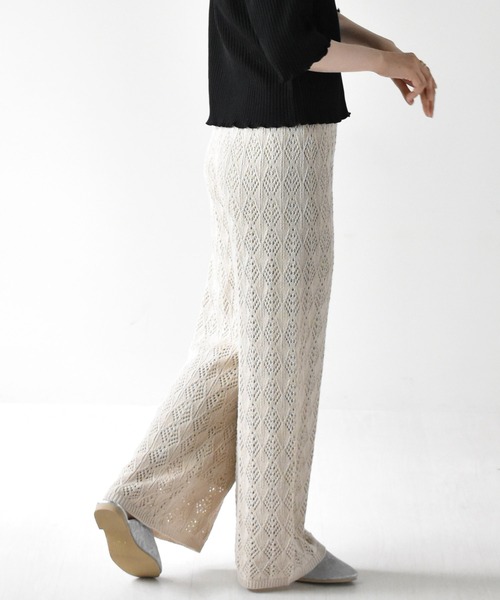 RETRO GIRL（レトロガール）の「スカシ編みパンツ（その他パンツ・レディース・ライトベージュ/オフホワイト/ブラック・FREE）」の16枚目の写真