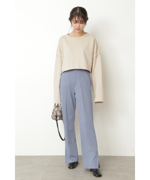 FREE'S MART（フリーズマート）の「◇ボートネックカットオフ短丈スウェット（スウェット・レディース・ベージュ/ライトカーキ/ブラック/ピンク・FREE）」の22枚目の写真