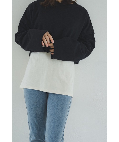 FREE'S MART（フリーズマート）の「◇ボートネックカットオフ短丈スウェット（スウェット・レディース・ベージュ/ライトカーキ/ブラック/ピンク・FREE）」の5枚目の写真