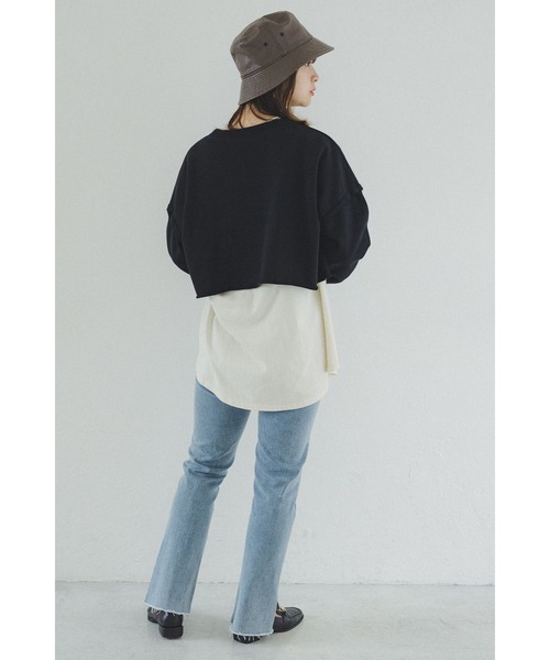 FREE'S MART（フリーズマート）の「◇ボートネックカットオフ短丈スウェット（スウェット・レディース・ベージュ/ライトカーキ/ブラック/ピンク・FREE）」の7枚目の写真