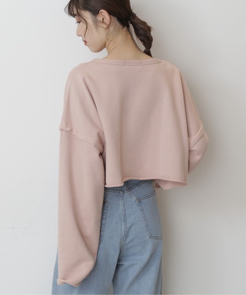 FREE'S MART（フリーズマート）の「◇ボートネックカットオフ短丈スウェット（スウェット・レディース・ベージュ/ライトカーキ/ブラック/ピンク・FREE）」の17枚目の写真