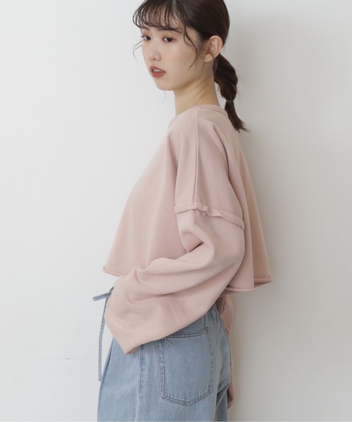 FREE'S MART（フリーズマート）の「◇ボートネックカットオフ短丈スウェット（スウェット・レディース・ベージュ/ライトカーキ/ブラック/ピンク・FREE）」の16枚目の写真