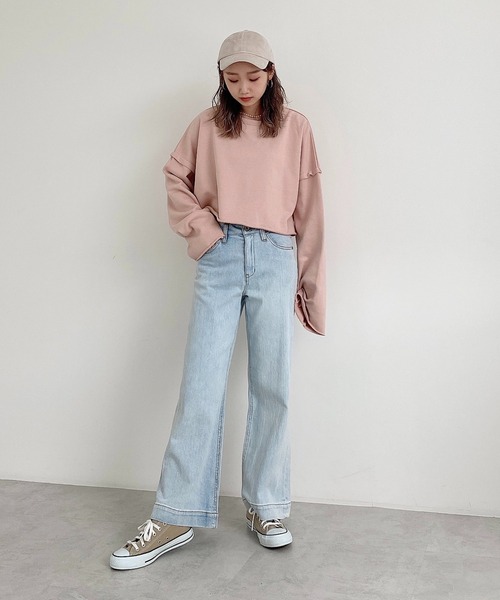 FREE'S MART（フリーズマート）の「◇ボートネックカットオフ短丈スウェット（スウェット・レディース・ベージュ/ライトカーキ/ブラック/ピンク・FREE）」の20枚目の写真