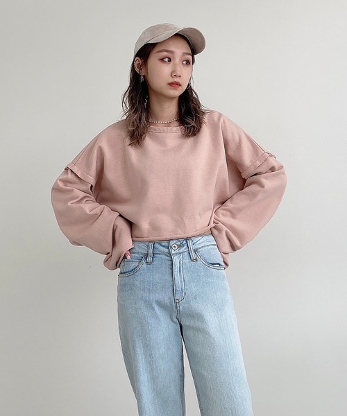 FREE'S MART（フリーズマート）の「◇ボートネックカットオフ短丈スウェット（スウェット・レディース・ベージュ/ライトカーキ/ブラック/ピンク・FREE）」の19枚目の写真