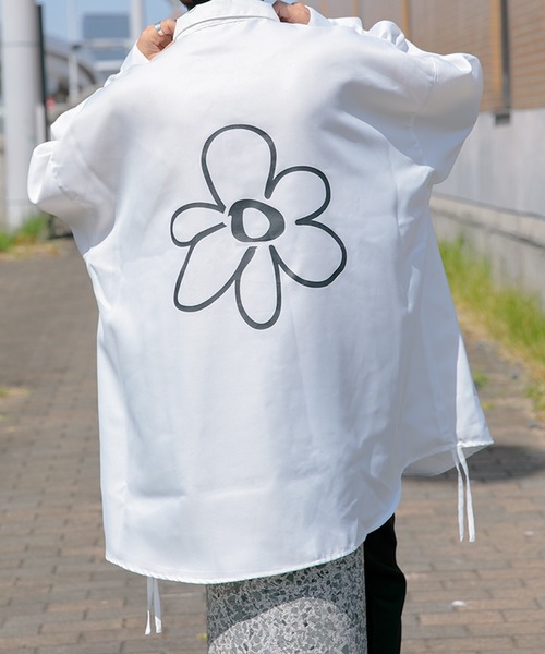 Adoon plain（アドーンプレーン）の「【Adoon plain】フラワープリントオーバーシャツ（シャツ/ブラウス・メンズ・ホワイト/ライトブルー/ブラック/グリーン・MEDIUM/LARGE）」の14枚目の写真