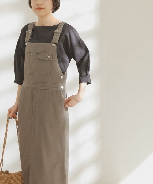 FORK&SPOON(フォークアンドスプーン)の「FORK&SPOON マキシジャンパースカート(ジャンパースカート・レディース・カーキ/グレー系その他・ONE)」の7枚目の写真