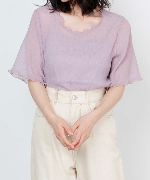 WEGO(ウィゴー)の「WEGO/【ZOZOTOWN&一部店限定】楊柳シフォンブラウスキャミセット(シャツ/ブラウス・レディース・ブラック/パープル/グリーン/オフホワイト/ピンク/ブルー・FREE)」の5枚目の写真