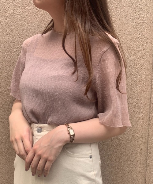 WEGO(ウィゴー)の「WEGO/【ZOZOTOWN&一部店限定】楊柳シフォンブラウスキャミセット(シャツ/ブラウス・レディース・ブラック/パープル/グリーン/オフホワイト/ピンク/ブルー・FREE)」の6枚目の写真