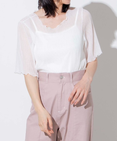 WEGO(ウィゴー)の「WEGO/【ZOZOTOWN&一部店限定】楊柳シフォンブラウスキャミセット(シャツ/ブラウス・レディース・ブラック/パープル/グリーン/オフホワイト/ピンク/ブルー・FREE)」の13枚目の写真