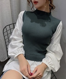 ボリュームスリーブドッキングニット