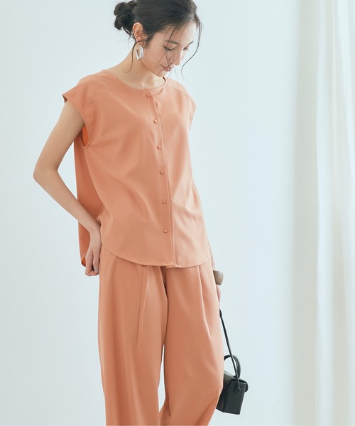 titivate（ティティベイト）の「ﾌﾚﾝﾁｽﾘｰﾌﾞﾌﾞﾗｳｽｾｯﾄｱｯﾌﾟ（セットアップ・レディース・ライトベージュ/コーラル/ライトグリーン/ブラック・S/M/L）」の18枚目の写真