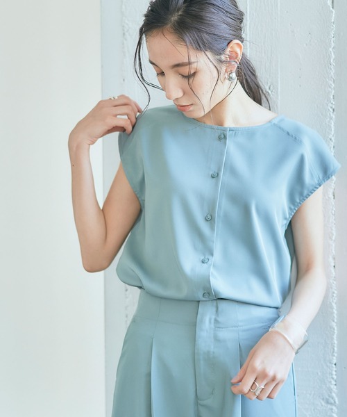 titivate（ティティベイト）の「ﾌﾚﾝﾁｽﾘｰﾌﾞﾌﾞﾗｳｽｾｯﾄｱｯﾌﾟ（セットアップ・レディース・ライトベージュ/コーラル/ライトグリーン/ブラック・S/M/L）」の9枚目の写真