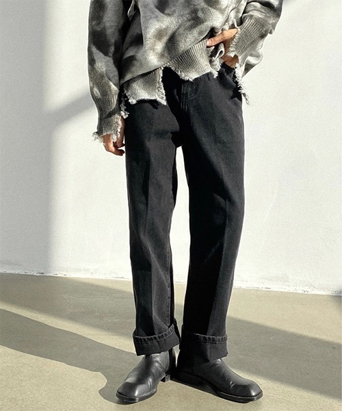 WESTBOY（ウエストボーイ）の「【WB ORIGINALS】Center Pleated Denim Pants WO21S312PT（デニムパンツ・メンズ・ライトブルー/ブラック/グレー/ブルー・M/L/XL）」の2枚目の写真