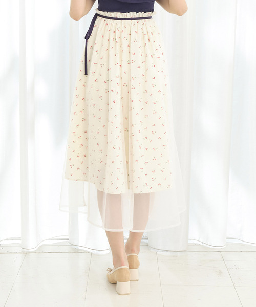 TITTY&CO.(ティティーアンドコー)の「チェリーミディスカート(スカート・レディース・オフホワイト/ライトブルー・SMALL/MEDIUM)」の9枚目の写真