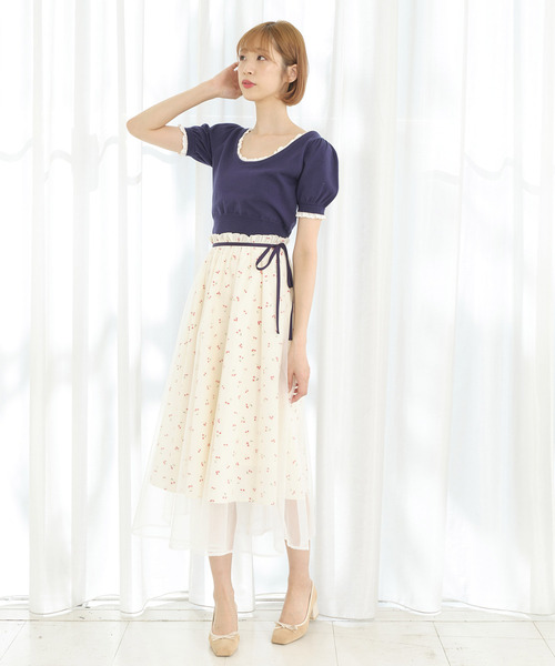 TITTY&CO.(ティティーアンドコー)の「チェリーミディスカート(スカート・レディース・オフホワイト/ライトブルー・SMALL/MEDIUM)」の15枚目の写真