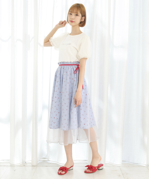 TITTY&CO.(ティティーアンドコー)の「チェリーミディスカート(スカート・レディース・オフホワイト/ライトブルー・SMALL/MEDIUM)」の10枚目の写真