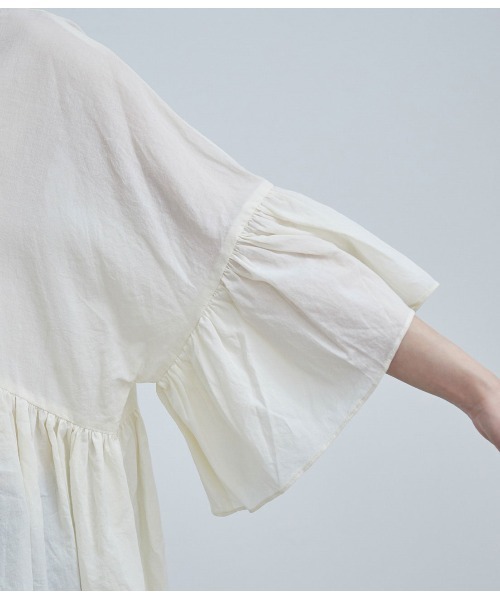 VIS（ビス）の「【オーガニックコットン】ローンギャザーブラウス（シャツ/ブラウス・レディース・ダークブラウン/オフホワイト/カーキ・FREE）」の19枚目の写真